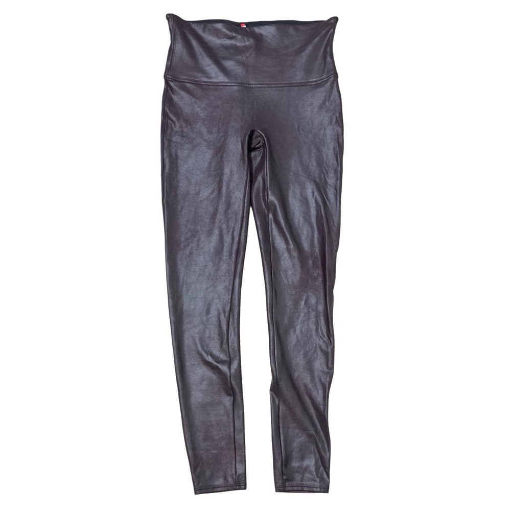 SPANX Faux Leather High Rise Stretch Leggings‎ Wine L